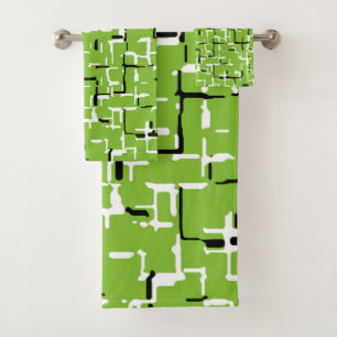 Green Black White Modern Pattern  Bath Towel Set