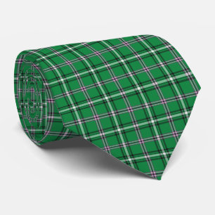 Green Black White Plaid Classic Neck Tie