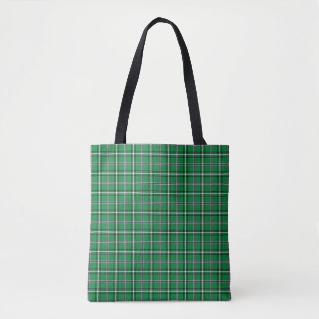 Green Black White Plaid Classic Tote Bag (Front)