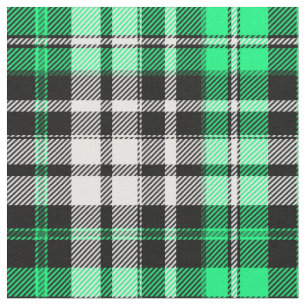 Green Black White Plaid Tartan Pattern Design Fabric