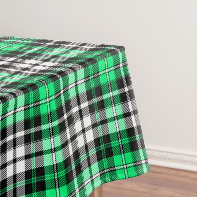 Green Black White Plaid Tartan Pattern Design  Tablecloth (In Situ)