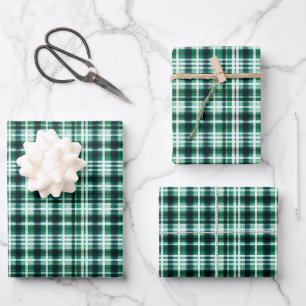 Green, Black & White Plaid Wrapping Paper Sheet