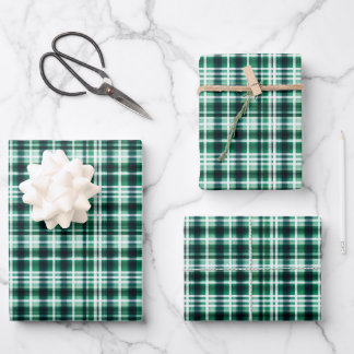 Green, Black & White Plaid Wrapping Paper Sheet
