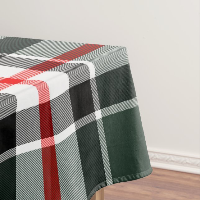 Green, Black, White, Red Tartan Plaid Pattern Tablecloth (In Situ)