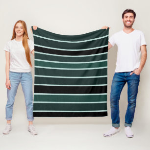 Green, Black & White Striped Fleece Blanket