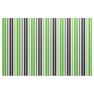 Green Black White Stripes Pattern Design Fabric