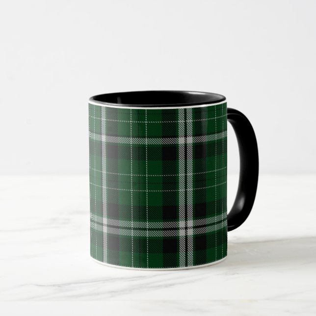 Green Black White Tartan Plaid Mug (Front Right)