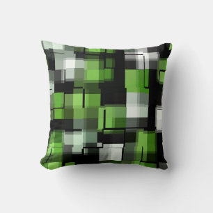 Green Black White Trendy Pattern Cushion