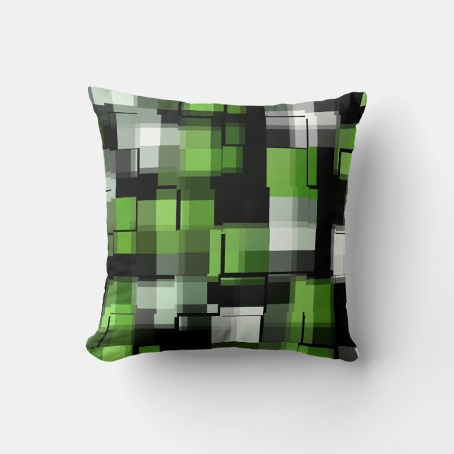 Green Black White Trendy Pattern Cushion (Front)