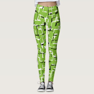 Green Black White Trendy Pattern Leggings