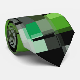 Green Black White Trendy Pattern Tie