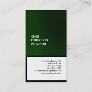 Green black white vertical unique business card