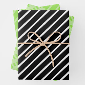 Green, Black & White Wrapping Paper Sheet