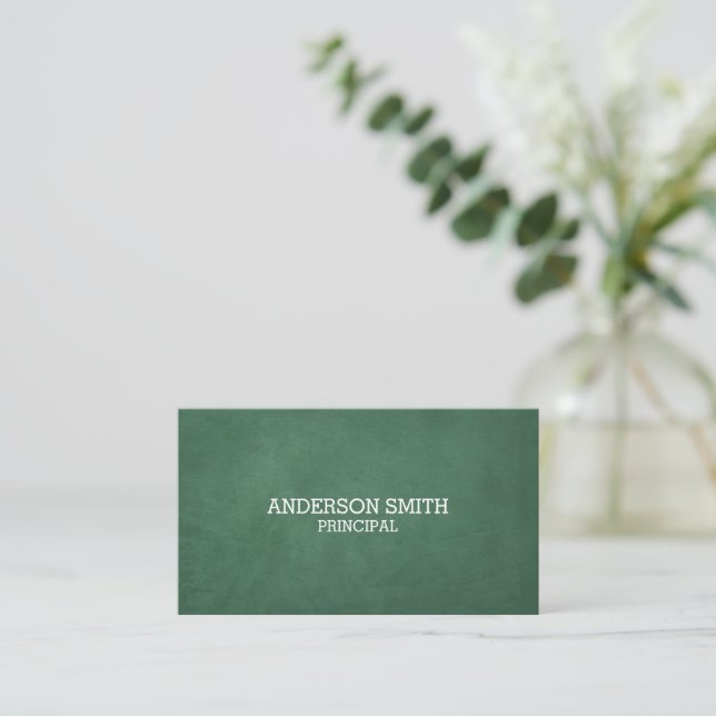 Green Blackboard Style Seven Line Custom Business Card (Standing Front)