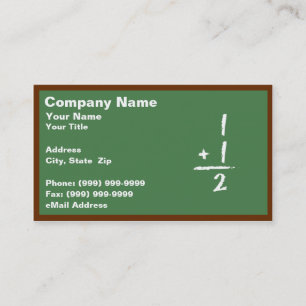 Green Blackboard with Simple Addition Business Card