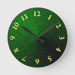 Green Blobs Round Clock