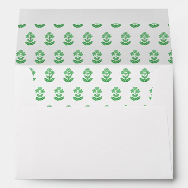 Green Block Print Daisy Envelopes (Back (Bottom))