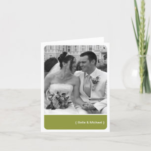 Green block round corner modern photo thank you card