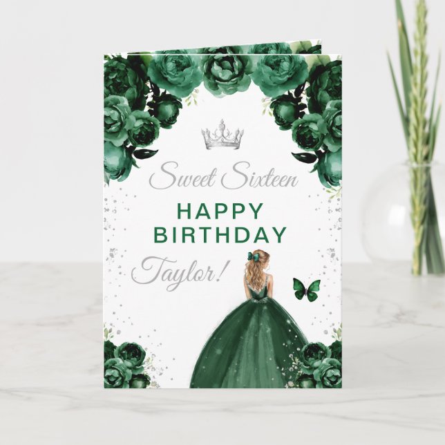 Green Blonde Hair Girl Sweet Sixteen Birthday Card (Front)