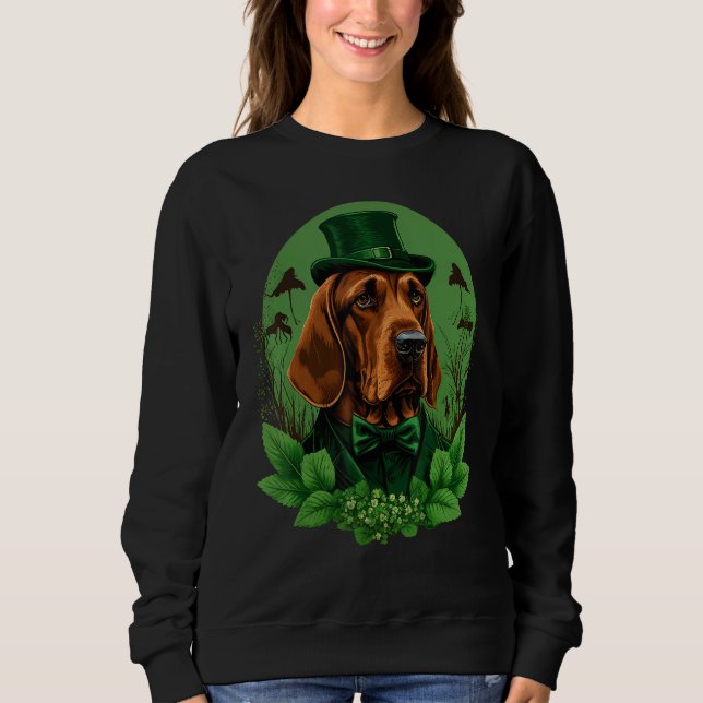 Green Bloodhound shamrock on St Patricks Day Blood Sweatshirt (Front)