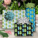 Green Blue 18th Birthday Wrapping Paper Sheet<br><div class="desc">Use bold birthday years in blue and greens to wrap presents and make a statement that's personal for a 18th birthday party.</div>