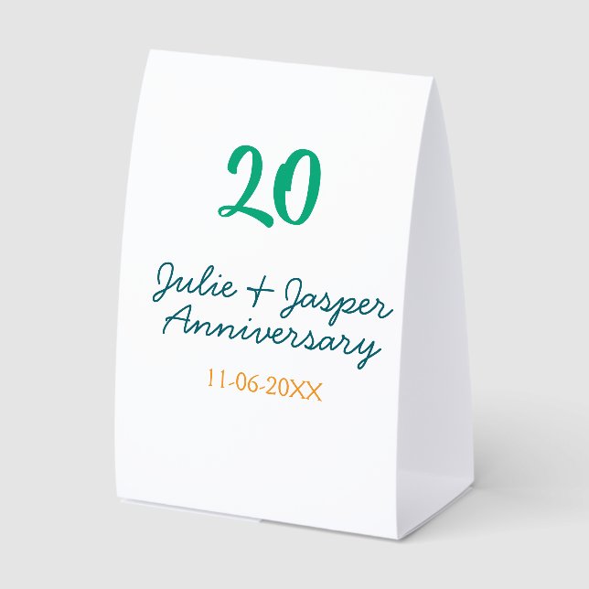 Green blue 20th anniversary name date orange  (Front)