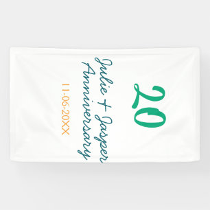 Green blue 20th anniversary name date orange  banner