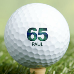 Green Blue 65th birthday, 65 plaid gift for friend Golf Balls