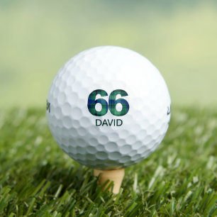 Green Blue 66th birthday - 66 years plaid gift Golf Balls