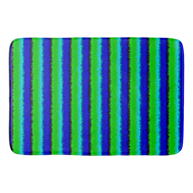 Green Blue abstract 3D rainbow pattern Bath Mat (Front)