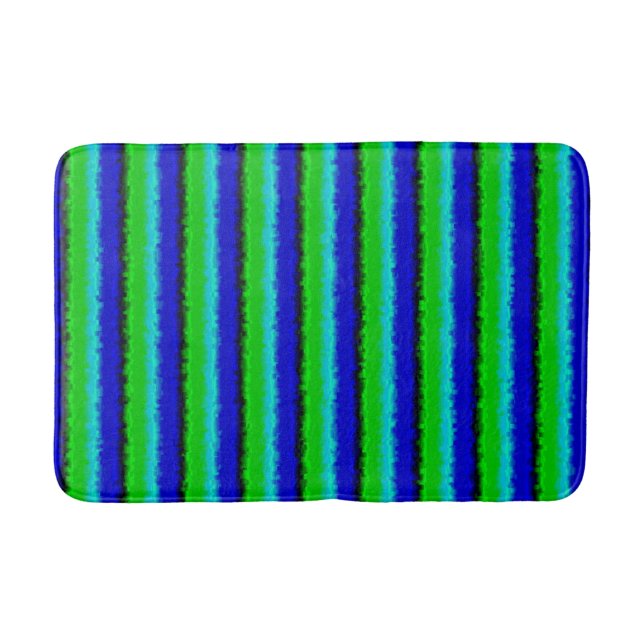 Green Blue abstract 3D rainbow pattern Bath Mat (Front)