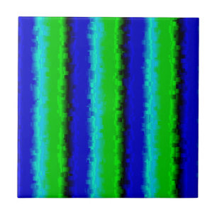Green Blue abstract 3D rainbow pattern Ceramic Tile
