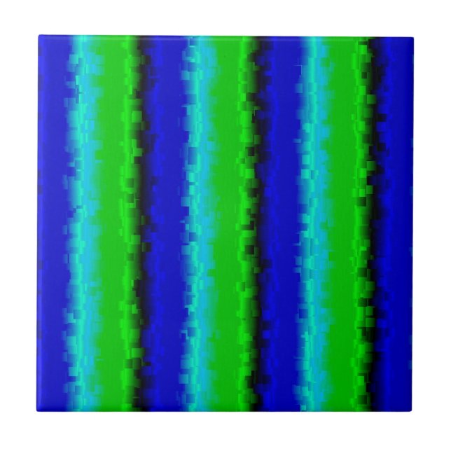 Green Blue abstract 3D rainbow pattern Ceramic Tile (Front)