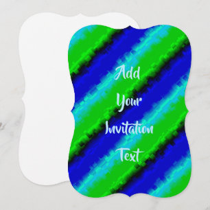 Green Blue abstract 3D rainbow pattern Invitation