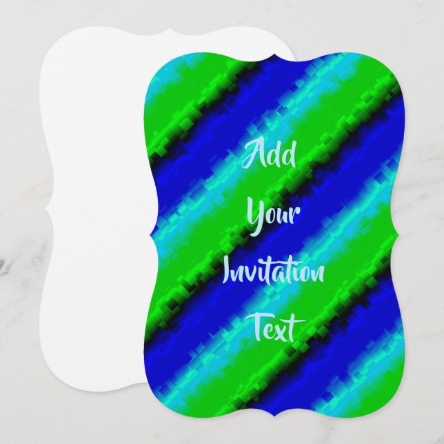 Green Blue abstract 3D rainbow pattern Invitation (Front/Back)