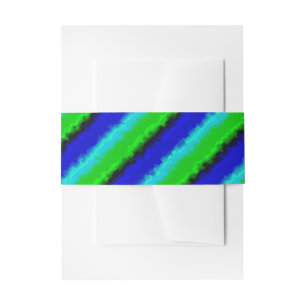 Green Blue abstract 3D rainbow pattern Invitation Belly Band