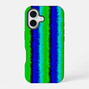 Green Blue abstract 3D rainbow pattern iPhone 16 Case