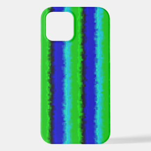 Green Blue abstract 3D rainbow pattern iPhone 12 Case