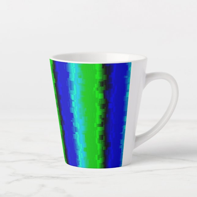 Green Blue abstract 3D rainbow pattern Latte Mug (Right)