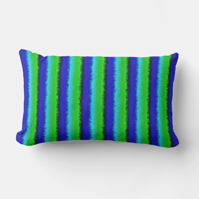Green Blue abstract 3D rainbow pattern Lumbar Cushion (Front)