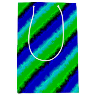 Green Blue abstract 3D rainbow pattern Medium Gift Bag