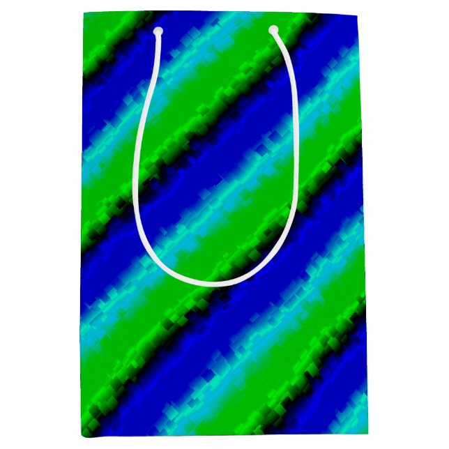Green Blue abstract 3D rainbow pattern Medium Gift Bag (Front)