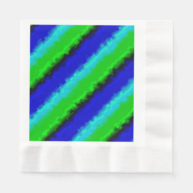 Green Blue abstract 3D rainbow pattern Napkin (Front)