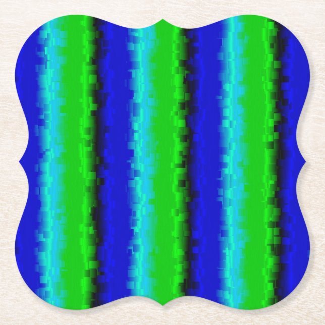 Green Blue abstract 3D rainbow pattern Paper Coaster (Front)