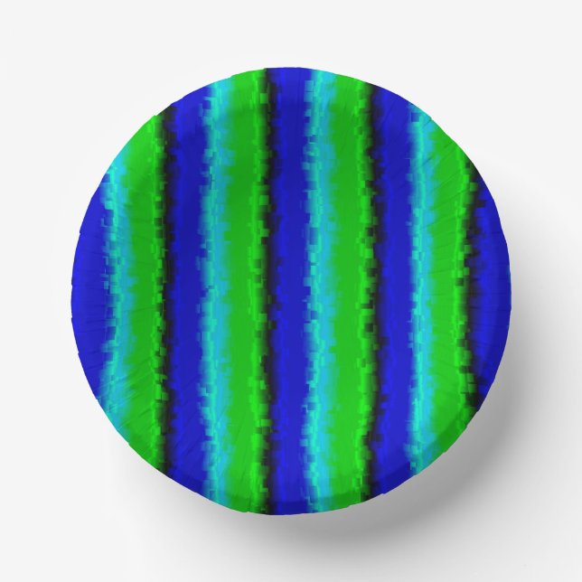 Green Blue abstract 3D rainbow pattern Paper Plate (Front)