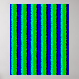 Green Blue abstract 3D rainbow pattern Poster
