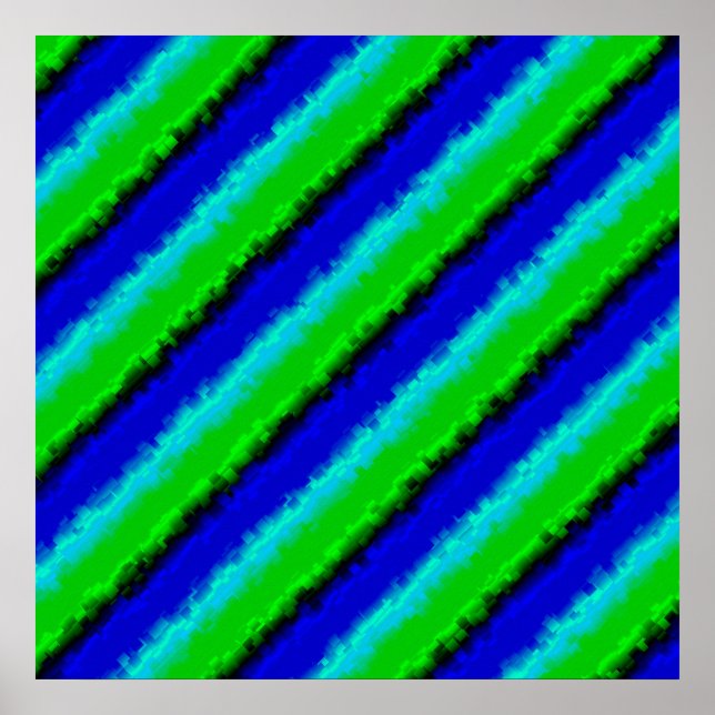 Green Blue abstract 3D rainbow pattern Poster (Front)