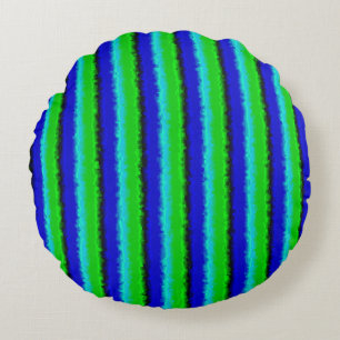 Green Blue abstract 3D rainbow pattern Round Cushion