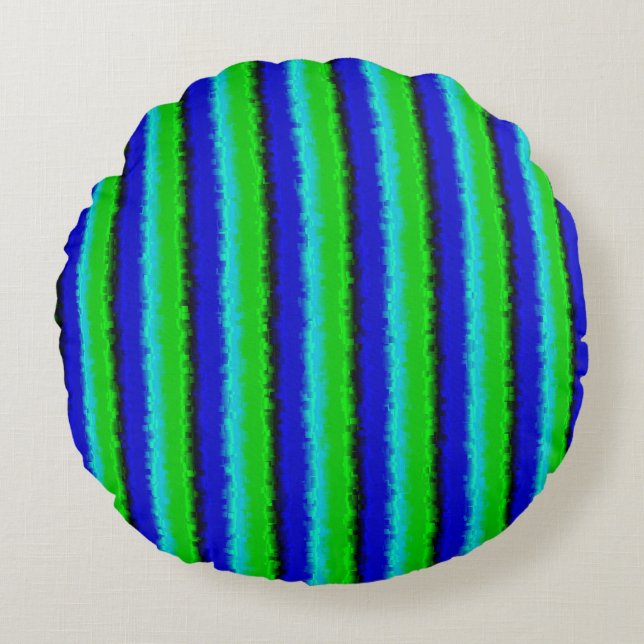 Green Blue abstract 3D rainbow pattern Round Cushion (Front)