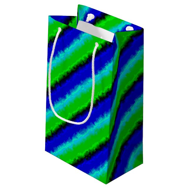 Green Blue abstract 3D rainbow pattern Small Gift Bag (Back Angled)